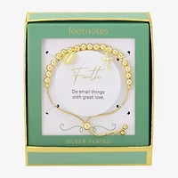 Footnotes Faith Virgin Mary Womens Cubic Zirconia 14K Gold Over Brass Cross Bolo Bracelet