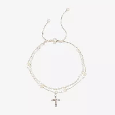 Footnotes Faith Womens Crystal Cross Bolo Bracelet
