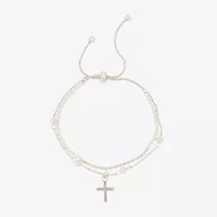 Footnotes Faith Womens Crystal Cross Bolo Bracelet