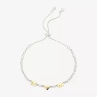 Footnotes Mom Womens Cubic Zirconia 14K Gold Over Brass Heart Bolo Bracelet
