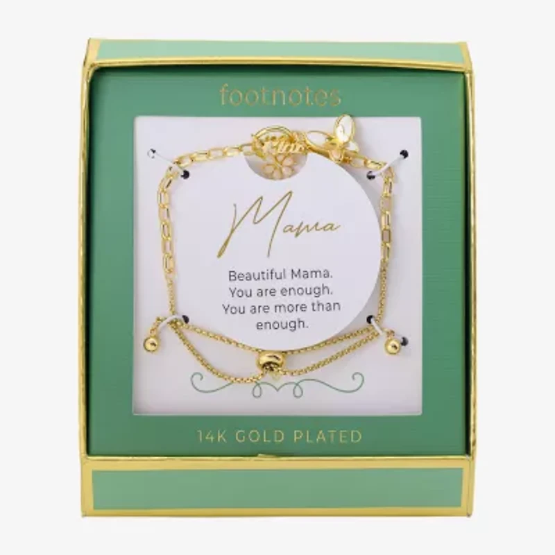 Footnotes Mama Womens White Cubic Zirconia 14K Gold Over Brass Butterfly Flower Bolo Bracelet