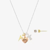 Footnotes Womens Cubic Zirconia 14K Gold Over Brass 14k Rose Gold Over Brass Angel Heart Wing 2-pc. Jewelry Set