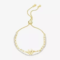 Footnotes Dog Mom Paw Womens Cubic Zirconia 14K Gold Over Brass Bolo Bracelet