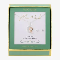 Footnotes Love Womens Cubic Zirconia 14K Gold Over Brass Pure Silver Over Brass Heart Moon 2-pc. Jewelry Set