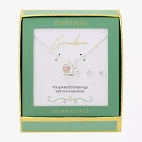 Footnotes Grandma Womens Cubic Zirconia 14k Rose Gold Over Brass Pure Silver Over Brass Heart 2-pc. Jewelry Set