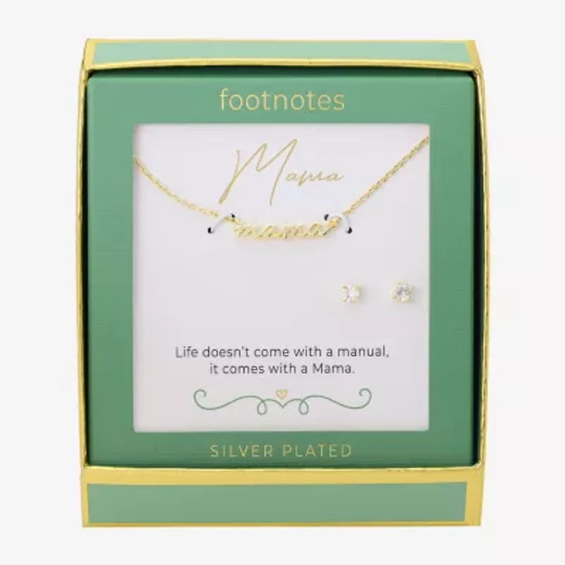 Footnotes Mama Womens Cubic Zirconia 14K Gold Over Brass 2-pc. Jewelry Set