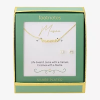 Footnotes Mama Womens Cubic Zirconia 14K Gold Over Brass 2-pc. Jewelry Set