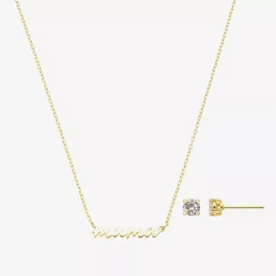 Footnotes Mama Womens Cubic Zirconia 14K Gold Over Brass 2-pc. Jewelry Set