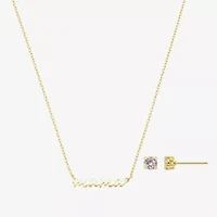 Footnotes Mama Womens Cubic Zirconia 14K Gold Over Brass 2-pc. Jewelry Set