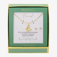 Footnotes Friend Womens Cubic Zirconia 14K Gold Over Brass Butterfly 2-pc. Jewelry Set