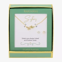 Footnotes Sister Womens Cubic Zirconia 14K Gold Over Brass Butterfly 2-pc. Jewelry Set