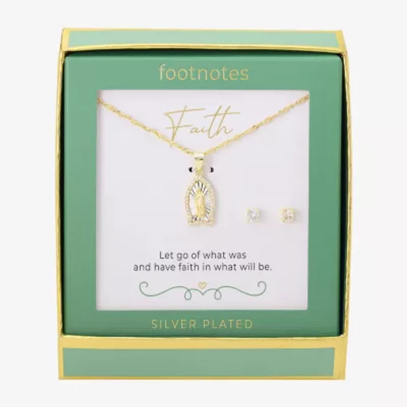 Footnotes Our Lady Of Guadalupe Womens Cubic Zirconia 14K Gold Over Brass Pure Silver Over Brass 2-pc. Jewelry Set
