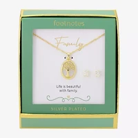 Footnotes Family Tree Womens Cubic Zirconia 14K Gold Over Brass Oval 2-pc. Jewelry Set
