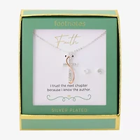 Footnotes Faith Womens Cubic Zirconia 14k Rose Gold Over Brass Pure Silver Over Brass Cross 2-pc. Jewelry Set