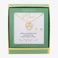 Footnotes Mama Womens Cubic Zirconia 14K Gold Over Brass Heart 2-pc. Jewelry Set