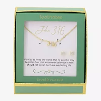 Footnotes Bible Verse John 3:16 Womens Cubic Zirconia 14K Gold Over Brass 2-pc. Jewelry Set