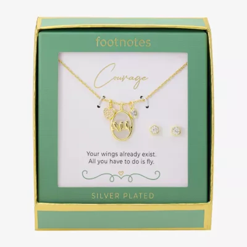 Footnotes Inspire Bird Womens Cubic Zirconia 14K Gold Over Brass Circle 2-pc. Jewelry Set