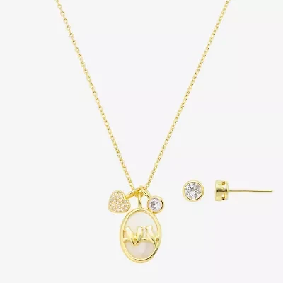 Footnotes Inspire Bird Womens Cubic Zirconia 14K Gold Over Brass Circle 2-pc. Jewelry Set