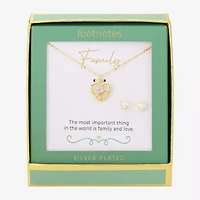 Footnotes Family Tree Of Life Womens Cubic Zirconia 14K Gold Over Brass Pure Silver Over Brass Heart 2-pc. Jewelry Set