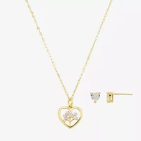 Footnotes Family Tree Of Life Womens Cubic Zirconia 14K Gold Over Brass Pure Silver Over Brass Heart 2-pc. Jewelry Set