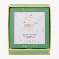 Footnotes Mom Womens Cubic Zirconia 14k Rose Gold Over Brass Pure Silver Over Brass Heart 2-pc. Jewelry Set