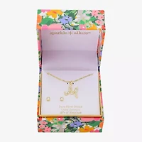 Sparkle Allure Initial Womens Cubic Zirconia 14K Gold Over Brass Round 2-pc. Jewelry Set