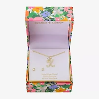Sparkle Allure Initial Womens Cubic Zirconia 14K Gold Over Brass Round 2-pc. Jewelry Set