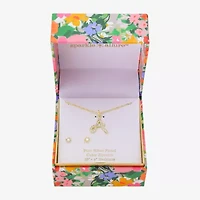 Sparkle Allure Initial Womens Cubic Zirconia 14K Gold Over Brass Round 2-pc. Jewelry Set