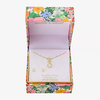 Sparkle Allure Initial Womens Cubic Zirconia 14K Gold Over Brass Round 2-pc. Jewelry Set