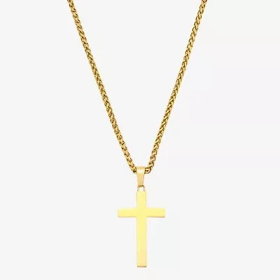 J.P. Army Mens Stainless Steel Cross 24 Inch Pendant Necklace
