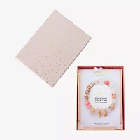 Footnotes Womens Pink Agate 14K Gold Over Brass Bow Heart Beaded Bracelet