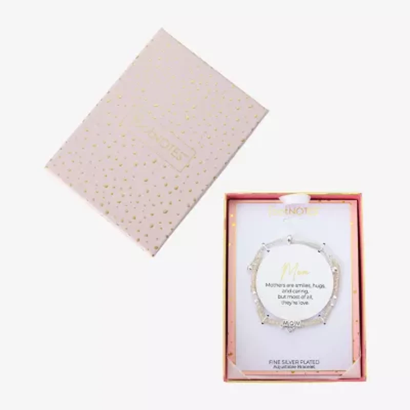 Footnotes Mom Womens White Glass Heart Bolo Bracelet