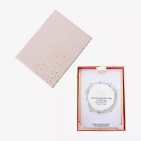 Footnotes Mom Womens White Glass Heart Bolo Bracelet