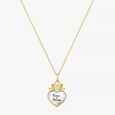 Disney Classics Womens Crystal 10K Gold Over Brass Pure Silver Over Brass Heart 16 Inch Pendant Necklace