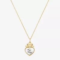 Disney Classics Womens Crystal 10K Gold Over Brass Pure Silver Over Brass Heart 16 Inch Pendant Necklace