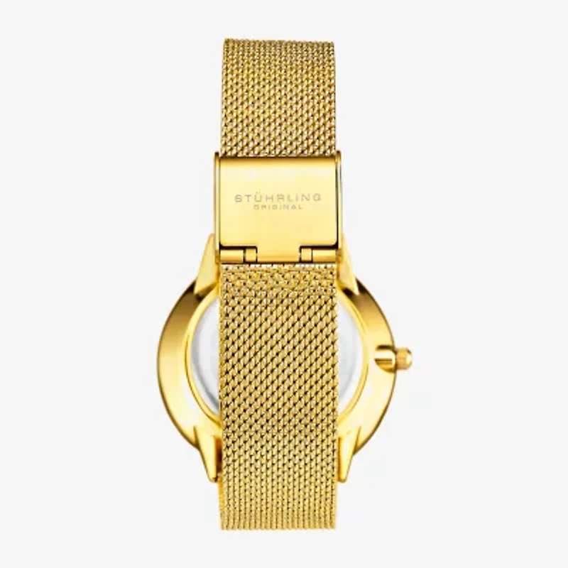 Stuhrling Womens Gold Tone Stainless Steel Strap Watch 3928.6