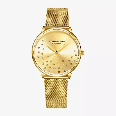 Stuhrling Womens Gold Tone Stainless Steel Strap Watch 3928.6