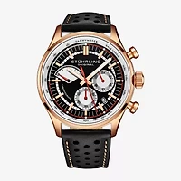 Stuhrling Mens Black Leather Strap Watch 934.03