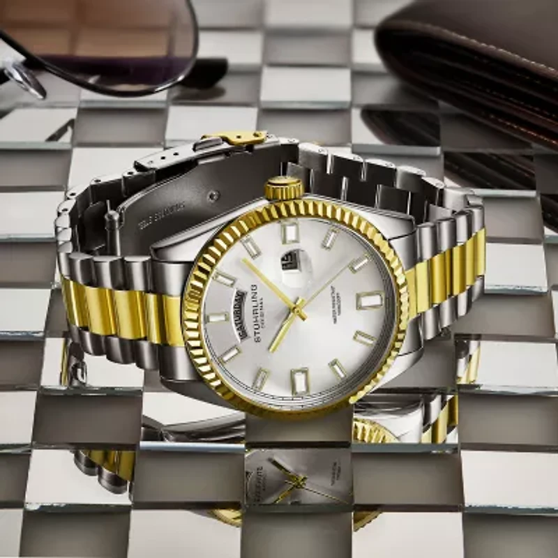 Stuhrling Mens Two Tone Stainless Steel Bracelet Watch