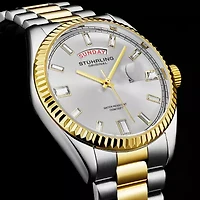 Stuhrling Mens Two Tone Stainless Steel Bracelet Watch