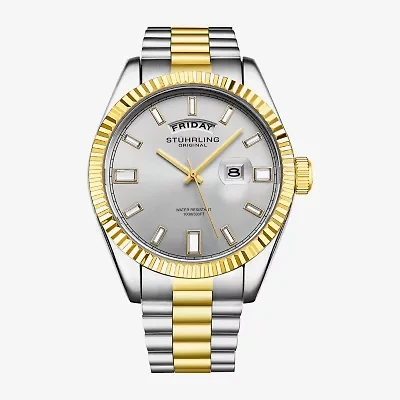 Stuhrling Mens Two Tone Stainless Steel Bracelet Watch