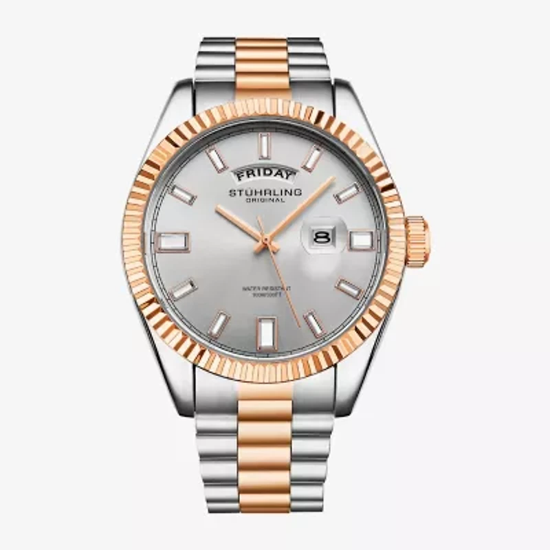 Stuhrling Mens Two Tone Stainless Steel Bracelet Watch 4070.6