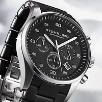 Stuhrling Mens Black Strap Watch 4076.1