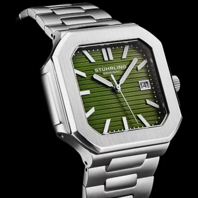 Stuhrling Mens Silver Tone Stainless Steel Bracelet Watch