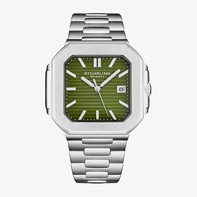 Stuhrling Mens Silver Tone Stainless Steel Bracelet Watch