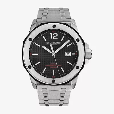 Stuhrling Mens Silver Tone Stainless Steel Bracelet Watch 4047.1