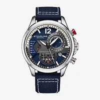 Stuhrling Mens Blue Leather Strap Watch 4029.2