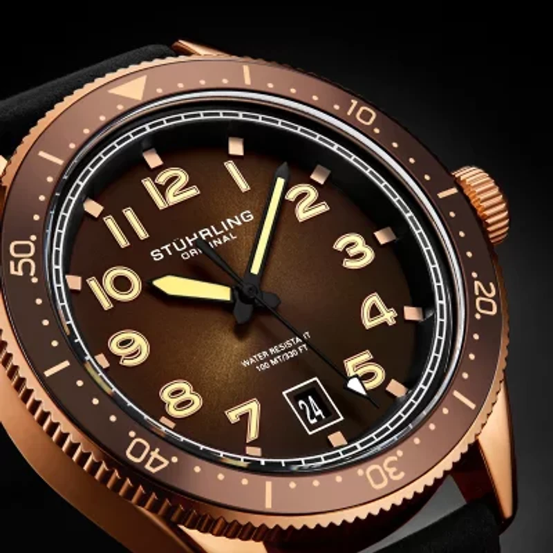 Stuhrling Mens Leather Strap Watch