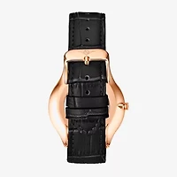 Stuhrling Mens Black Leather Strap Watch 3984.4