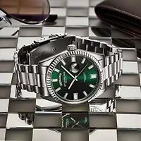 Stuhrling Mens Silver Tone Stainless Steel Bracelet Watch